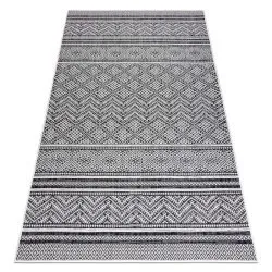 Carpet SISAL SION Zigzag, Diamonds Boho 22168 Flat woven black / ecru 