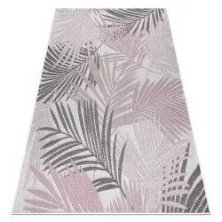 Carpet SISAL SION Palm leaves, tropical 2837 Flat woven ecru / pink
