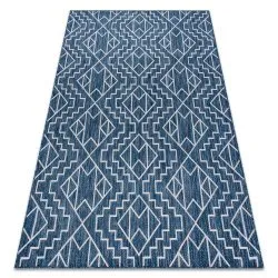 Carpet SISAL SION Geometric, diamonds 21778 Flat woven navy / ecru