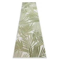 Carpet, Runner SISAL SION Palm leaves, tropical 2837 Flat woven ecru / green