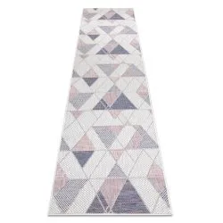 Carpet, Runner SISAL SION Geometric, Triangles 3006 Flat woven ecru / pink