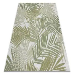 Carpet SISAL SION Palm leaves, tropical 2837 Flat woven ecru / green
