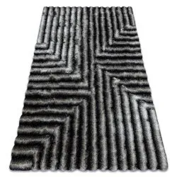 Modern shaggy carpet FLIM 010-B3 Maze - structural black / grey