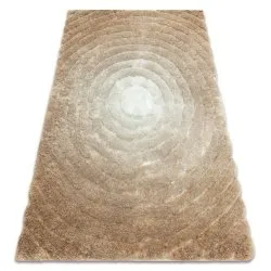 Modern shaggy carpet FLIM 008-B1 Circles - structural beige