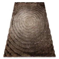 Modern shaggy carpet FLIM 008-B7 Circles - structural brown