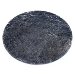 Modern washing carpet LAPIN circle shaggy anti-slip ivory / black
