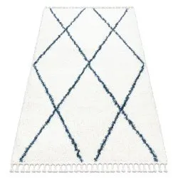 Carpet UNION 3683 Trellis cream / blue Fringe Berber Moroccan shaggy