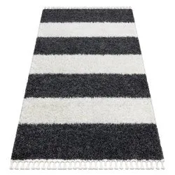 Carpet UNION 4079 Stripes grey / cream Fringe Berber Moroccan shaggy