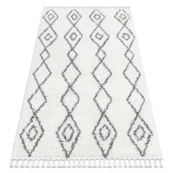 Carpet UNION 3374 Diamonds, chain cream / grey Fringe Berber Moroccan shaggy