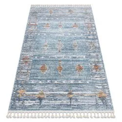 Modern carpet BELLE BF13C blue / beige Fringe