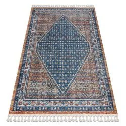 Modern carpet BELLE BG58A navy / beige Fringe