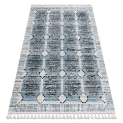 Modern carpet BELLE BR22A beige / blue Fringe