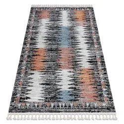 Modern carpet BELLE BR23A black / pink Fringe