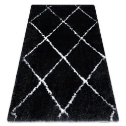 Carpet FLUFFY 2373 shaggy trellis - anthracite / white