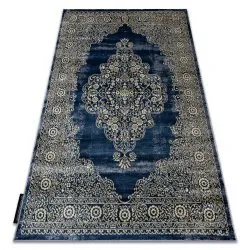 Modern DE LUXE carpet 474 ornament - structural navy / gold