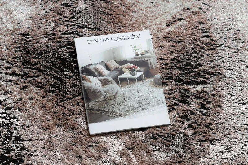 Dywan DE LUXE nowoczesny 634 Ramka vintage przecierany - Strukturalny szary / różowy