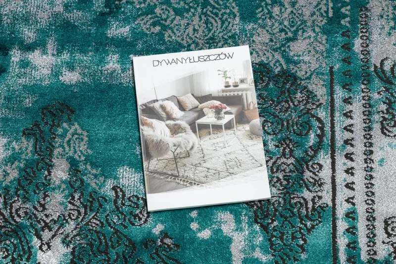 Dywan DE LUXE nowoczesny 6827 Abstrakcja, vintage - Strukturalny zielony / szary