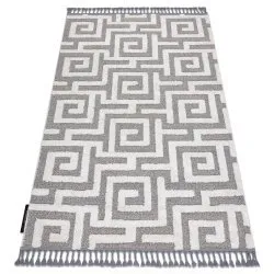 Carpet MAROC P655 labyrinth, greek grey / white Fringe Berber Moroccan shaggy