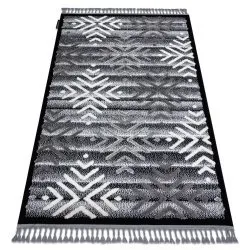 Carpet MAROC P658 Snowflakes black / grey Fringe Berber Moroccan shaggy