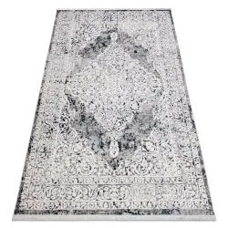 Modern carpet REBEC fringe 51122A - two levels of fleece cream / navy