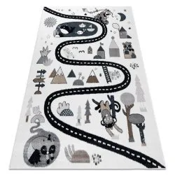 Carpet FUN Route for children, street, animals cream