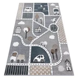 Carpet FUN Strade for children, street, town grey