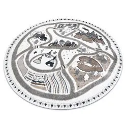 Carpet FUN Land for children, village, streets, circle - cream