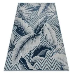 Carpet Structural BOTANIC 65242 Feathers, zigzag flat woven on the balcony, terrace - aqua blue