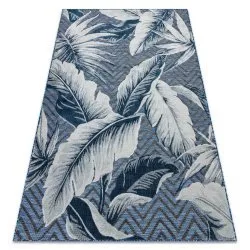 Carpet Structural BOTANIC 65242 Feathers, zigzag flat woven on the balcony, terrace - navy blue
