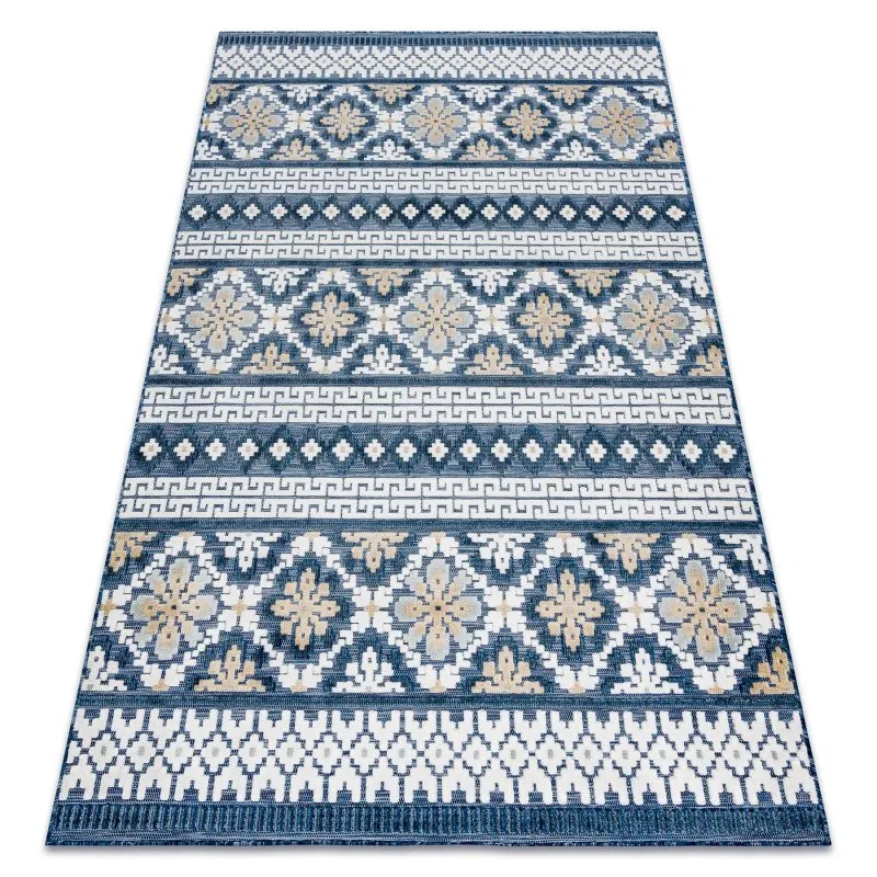 Dywan Strukturalny BOTANIC 65252 Boho płasko tkany, na balkon, taras - granat