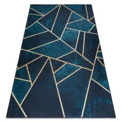 ANDRE 1173 washing carpet mosaic, geometric anti-slip - turquoise / gold
