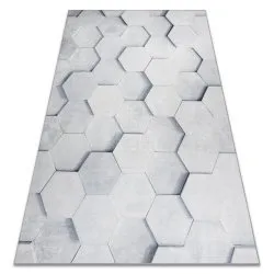 ANDRE 1180 washing carpet Honeycomb, hexagon 3D anti-slip - grey
