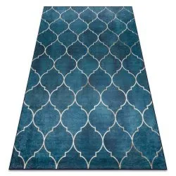 ANDRE 1181 washing carpet Moroccan trellis anti-slip - blue