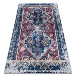 ANDRE 1136 washing carpet Oriental vintage anti-slip - claret / blue