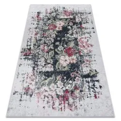 ANDRE 1816D washing carpet flowers vintage anti-slip - white / red
