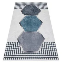 ANDRE 1863 washing carpet diamonds, geometric anti-slip - white / black