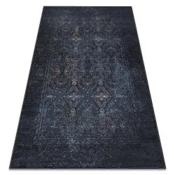 ANDRE 1058 washing carpet Ornament, vintage anti-slip - black / blue