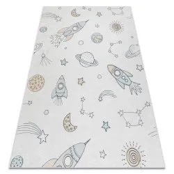BAMBINO 1278 washing carpet Space, rocket for children anti-slip - cream