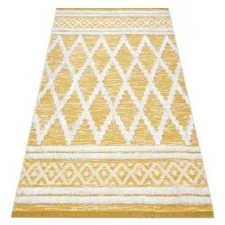 Carpet ECO SISAL Boho MOROC Diamonds 22297 fringe - two levels of fleece yellow / cream, recycled carpet