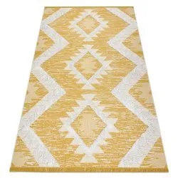 Carpet ECO SISAL Boho MOROC Diamonds 22312 fringe - two levels of fleece yellow / cream, recycled carpet