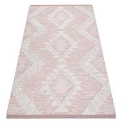 Carpet ECO SISAL Boho MOROC Diamonds 22312 fringe - two levels of fleece pink / cream, recycled carpet