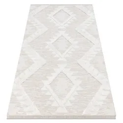 Carpet ECO SISAL Boho MOROC Diamonds 22312 fringe - structural beige / cream, recycled carpet