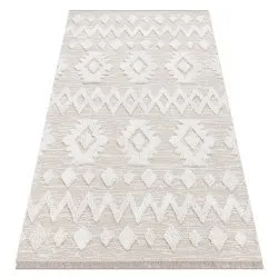 Carpet ECO SISAL MOROC 22319 rhombuses boho 22314 fringe - structural beige / cream