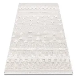Carpet ECO SISAL MOROC 22321 Triangles, zigzag boho fringe - structural beige / cream