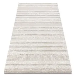 Carpet ECO SISAL MOROC 22329 zigzag, lines boho fringe - structural beige / cream