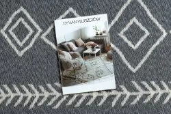 Dywan TWIN 23000 Boho, bawełna, dwustronny, romby Ekologiczny frędzle - antracyt / krem