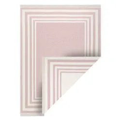 Carpet TWIN 22990 Frame, cotton, double-sided, Ecological fringes - pink / cream