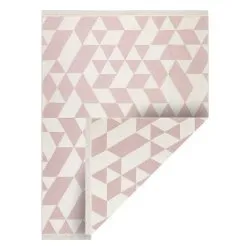 Carpet TWIN 22992 geometric, cotton, double-sided, Ecological fringes - pink / cream