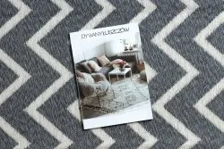 Dywan TWIN 23002 Zygzak, bawełna, dwustronny Ekologiczny frędzle - antracyt / krem
