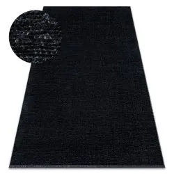 Carpet FLORENCE 24021 One-colour, glamour, flat woven, fringes - black